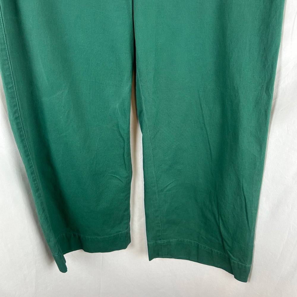 Talbots Womens Green Wide Leg Utility Pants High Rise Cropped Cotton Blend 12 - Picture 4 of 8